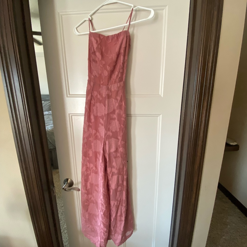 Flower Up Mauve Pink Sleeveless Lace-Up Wide-Leg Jumpsuit